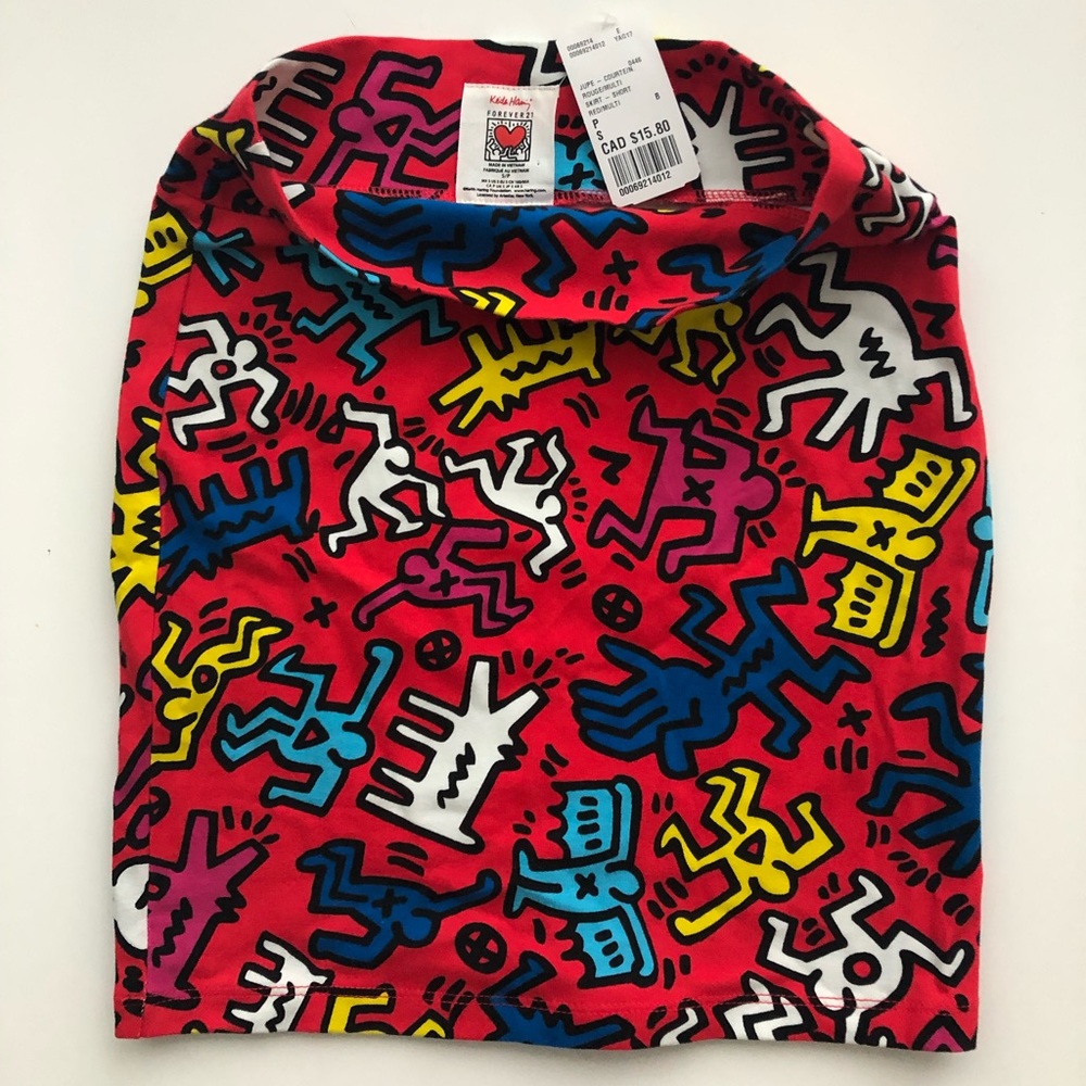 NWT Keith Harring Red Pencil Skirt Size Small